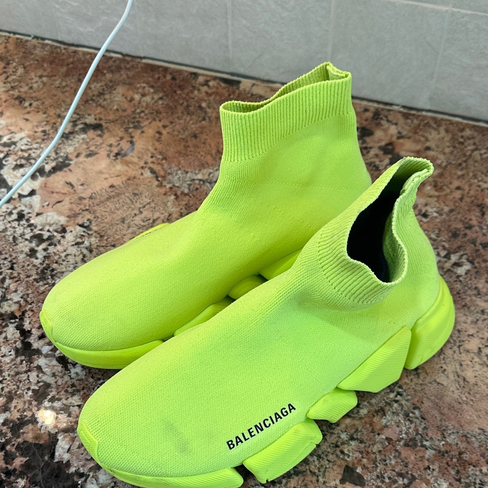 Balenciaga Neon Green trainer sneakers.